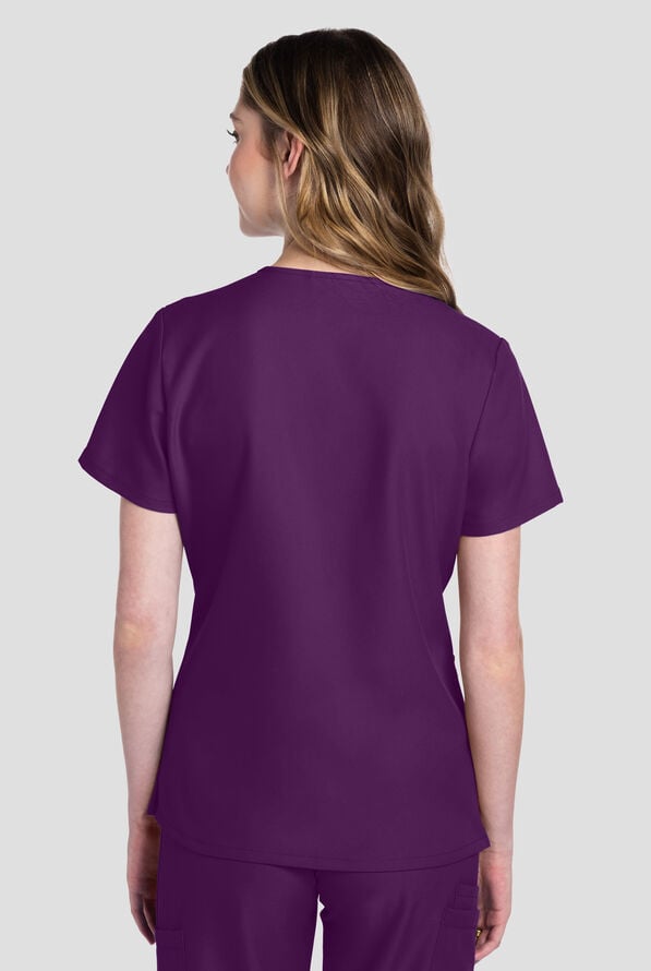 Blusa m&eacute;dica Cherokee Workwear Originals Ultra con cuello en V y 2 bolsillos para mujer - Eggplant - 3