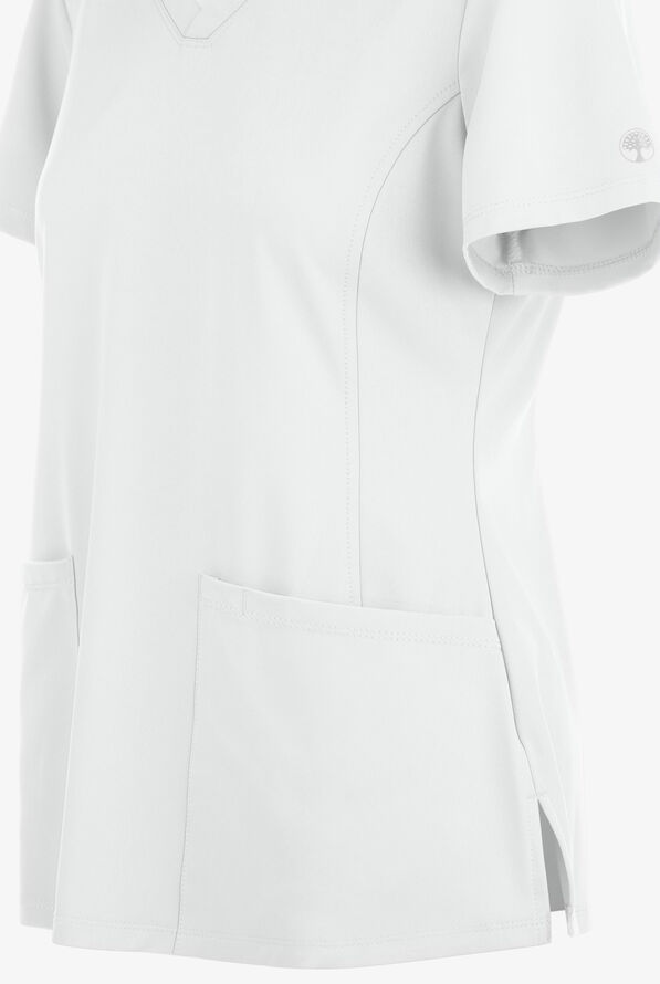 HH Works by Healing Hands Monica Women's 4-Pocket STRETCH V-Neck Scrub Top - White - 4