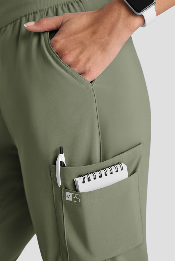 Conjunto de uniforme m&eacute;dico Easy STRETCH con 10 bolsillos para mujer - Olive Leaf - 6