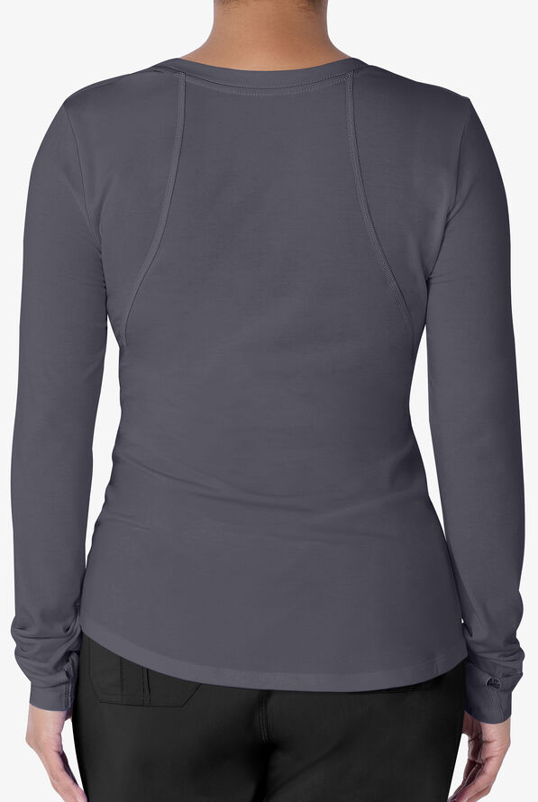 Healing Hands Mackenzie Women's STRETCH Long Sleeve Knit Underscrub - Pewter - 3