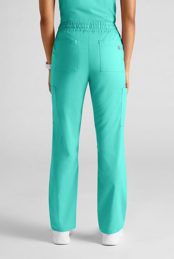 Pantal&oacute;n m&eacute;dico Butter-Soft FLXTEK STRETCH estilo cargo con piernas rectas y 8 bolsillos para mujer - Aqua Dust - 2
