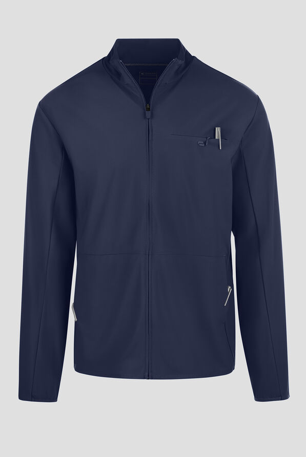 Infinity PURSUIT Men's 3-Pocket STRETCH Front Zip Warm-Up Scrub Jacket - Navy - 1