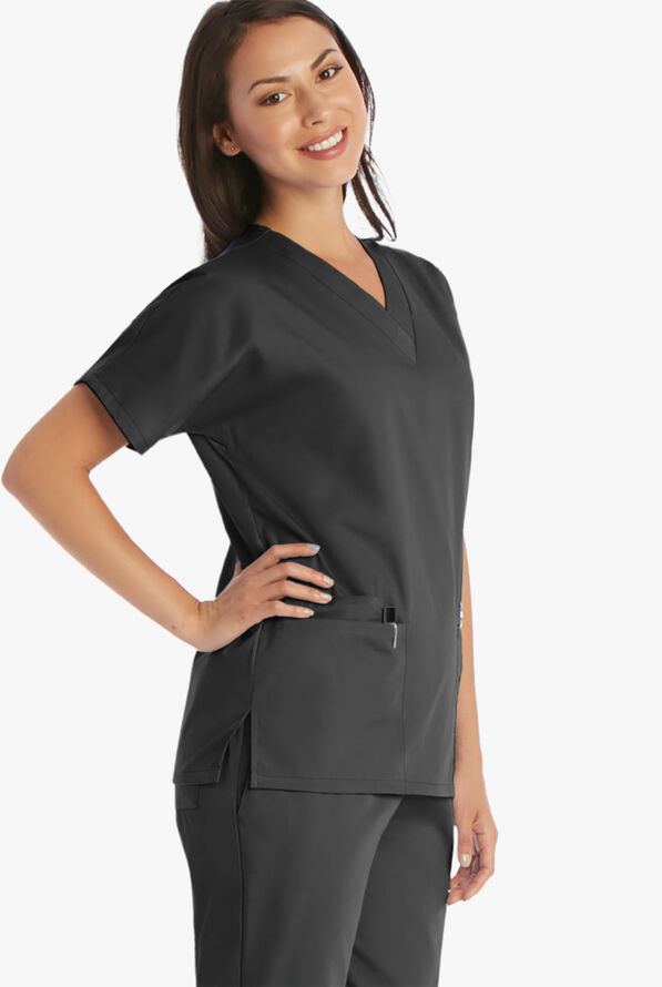 Cherokee Workwear Women's 3-Pocket V-Neck Scrub Top - Black - 3