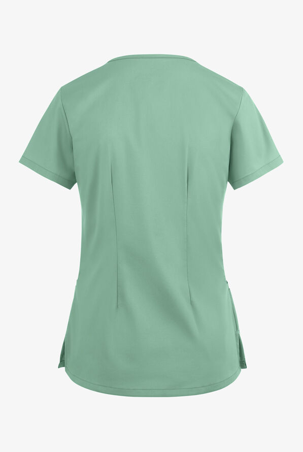Blusa m&eacute;dica UA Butter-Soft STRETCH con cremallera en el cuello curvo y 4 bolsillos para mujer - Water Mint - 4