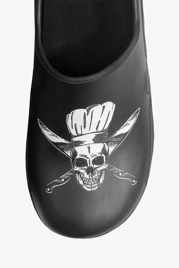 Anywear Unisex Streak Skull Crossed Slip On Shoes - Black - 2