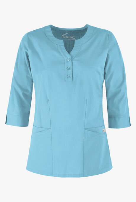 Butter-Soft STRETCH Women's 4-Pocket 3/4" Sleeve Round Neck Scrub Top