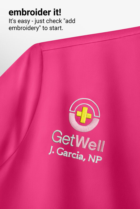 Butter-Soft Originals Women's 3-Pocket Mock Wrap Scrub Top - Fuchsia - 5