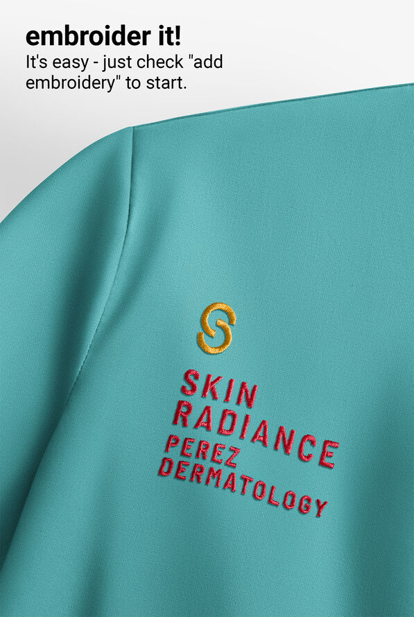 Cherokee Workwear Revolution Women's 2-Pocket STRETCH Mock Wrap Scrub Top - Soft Marine - 4