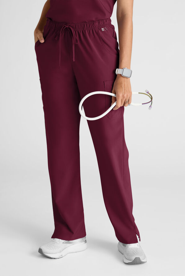 Easy STRETCH Women's 8-Pocket Scrub Set - Petite - Wine - 6