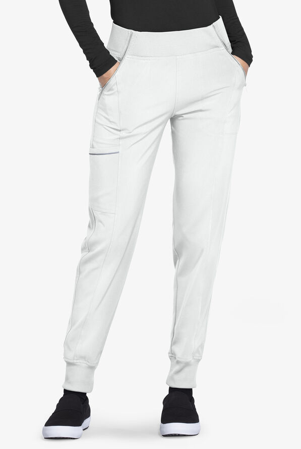 Infinity Women's 5-Pocket STRETCH Tapered Jogger Cargo Scrub Pants - White - 1