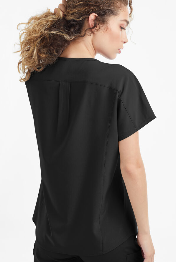 Easy STRETCH Sierra Women's Oversized 2 Pocket V-Neck Scrub Top - Onyx Black - 3