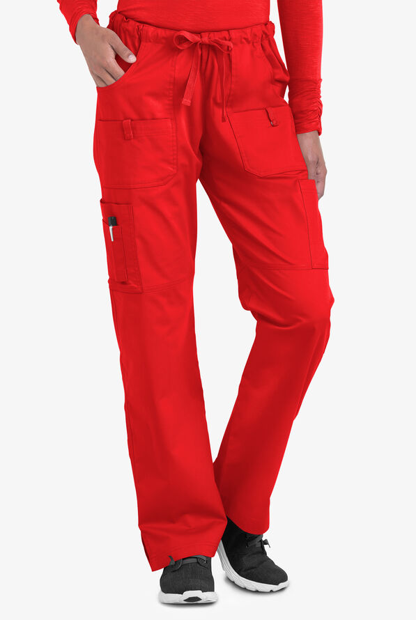 Butter-Soft STRETCH Women's 10-Pocket Drawstring Scrub Pants - Tall - Venetian Red - 1