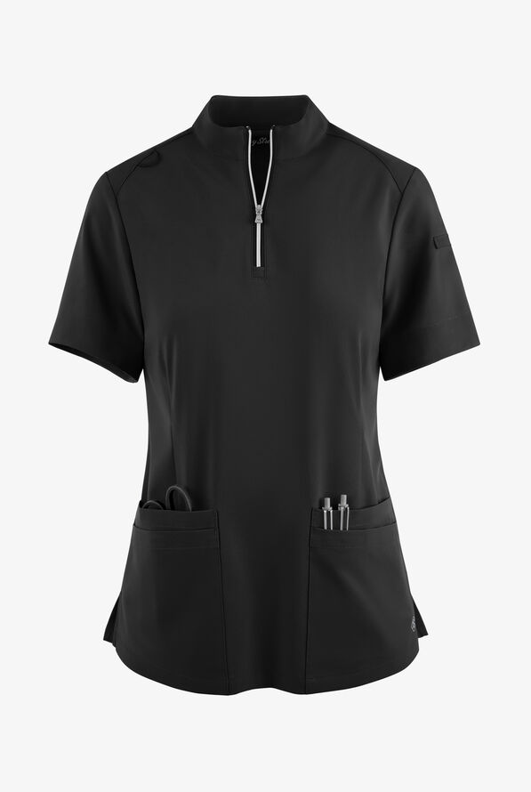 Easy STRETCH by Butter-Soft™ Jen Women's 4-Pocket Zip-Neck Short Sleeve  Scrub Top
