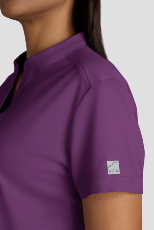 Butter-Soft STRETCH FLXTEK+ Women's 2-Pocket Oversized Henley Scrub Top - Eggplant - 4