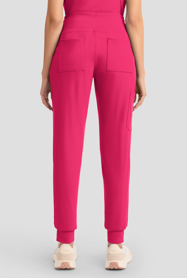 Cherokee Achieve Women's 5-Pocket STRETCH Cargo Jogger Knit Scrub Pants - Tropical Hibiscus - 4