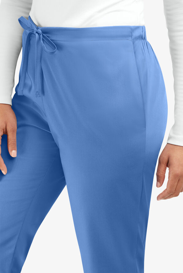 Cherokee Workwear Women's 3-Pocket Flare Leg Drawstring Scrub Pants - Ceil Blue - 2