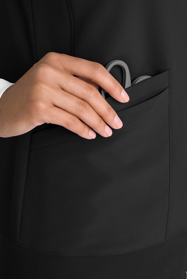 ReSurge Ebro Women's 6-Pocket Zip Front Stand Scrub Vest - Black - 4