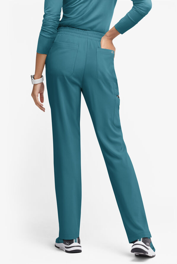 Easy STRETCH Naya Women’s Natural Waist 6-Pocket Straight Leg Scrub Pants - Petite - Caribbean Blue/Turquoise - 5
