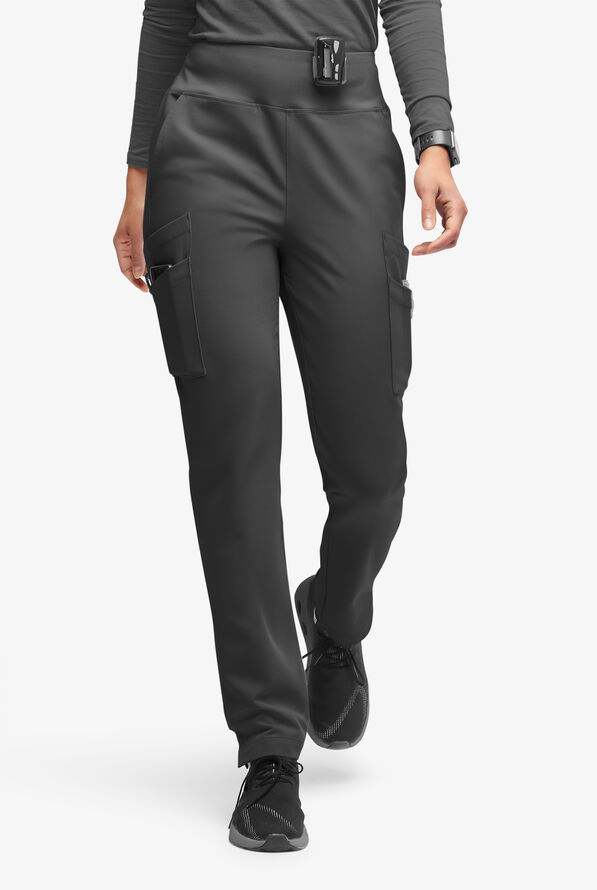 Movement by Butter-Soft Carina Women’s 7-Pocket Skinny Yoga Inspired  Scrub Pant - Petite - Pewter - 1