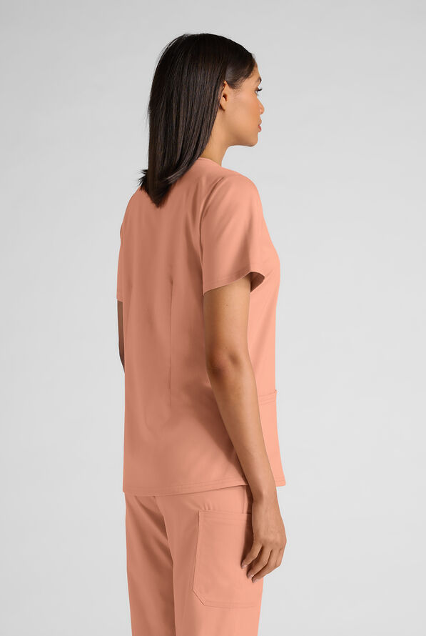 Butter-Soft STRETCH FLXTEK+ Women's 4-Pocket V-Neck Scrub Top - Terracotta - 2