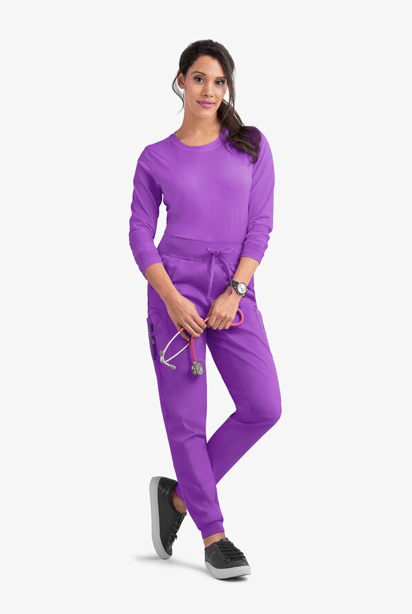 Butter-Soft STRETCH Women's 5-Pocket Cargo Jogger Scrub Pants - Tall - Wild Plum - 3