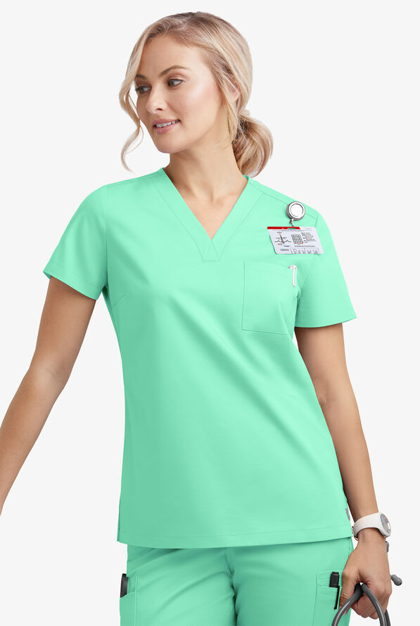 Blusa m&eacute;dica Butter-Soft STRETCH con cuello en V y 2 bolsillos para mujer - Jadelime - 3