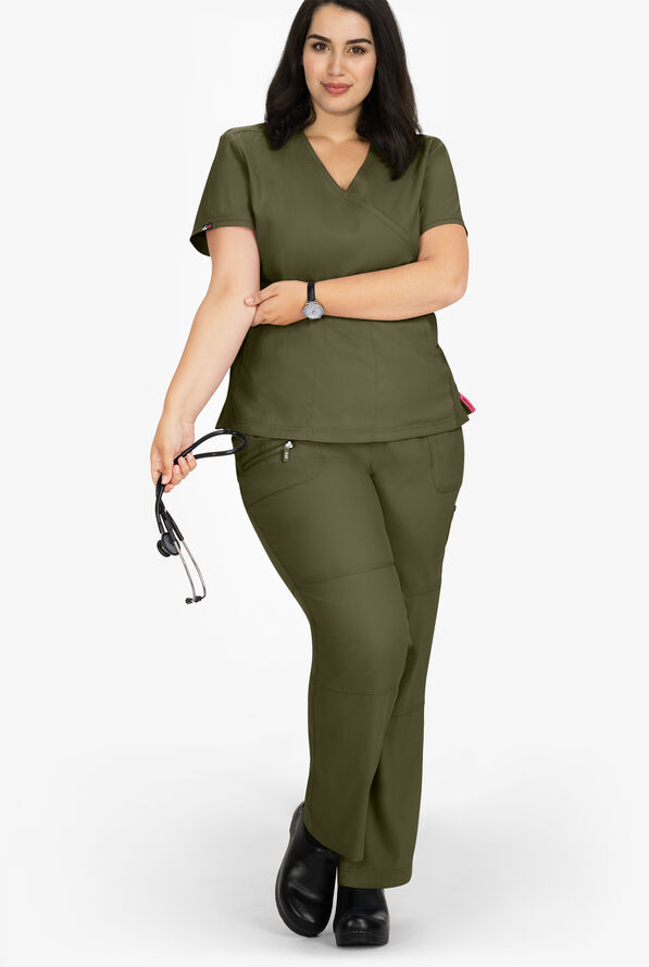 koi Lite™ Peace Women's 6-Pocket Drawstring Scrub Pants - Olive - 2