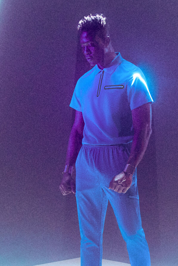 Hypothesis Alpha System Men’s 1-Pocket Zip Neck Polo Scrub Top - Jet Black - 6