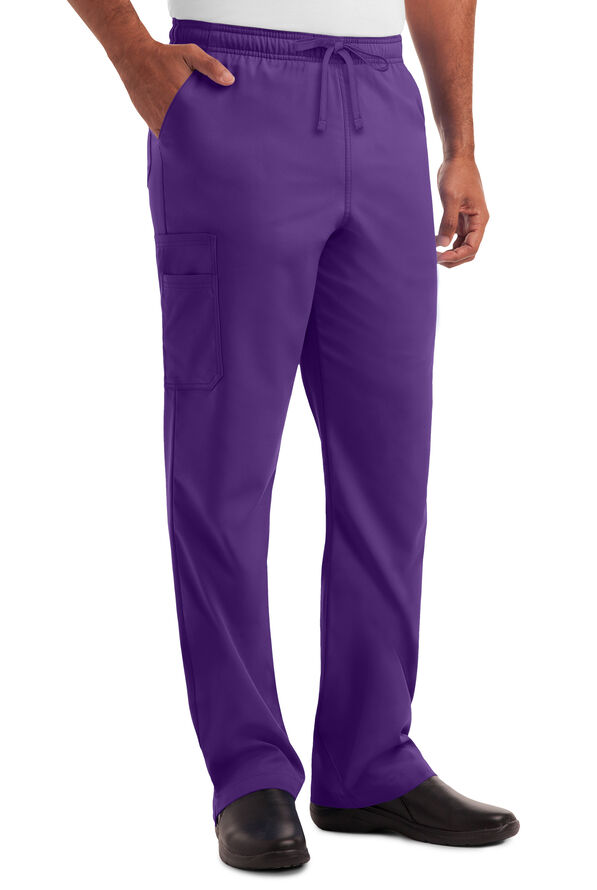 Strictly Scrubs Men's 6-Pocket Cargo Scrub Pants - Grape - 1