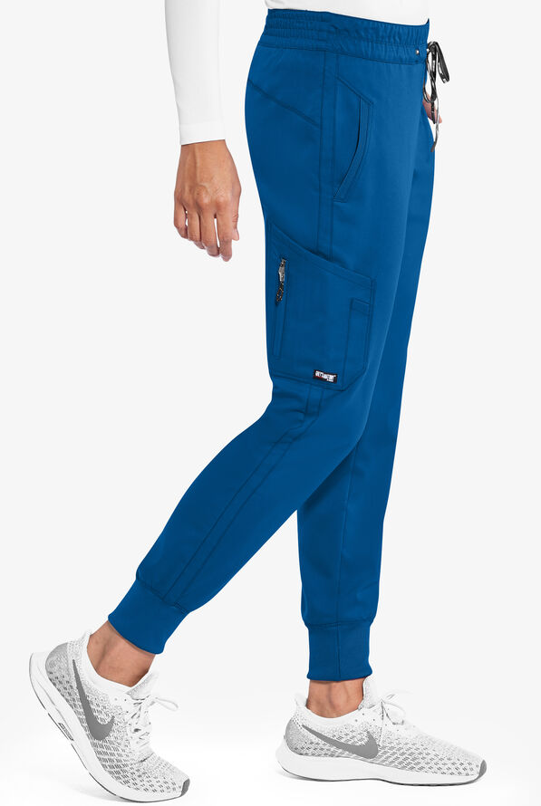 Grey's Anatomy by Barco Kira Women's 5-Pocket Double Cargo Knit Cuff Jogger Scrub Pants - Royal - 3