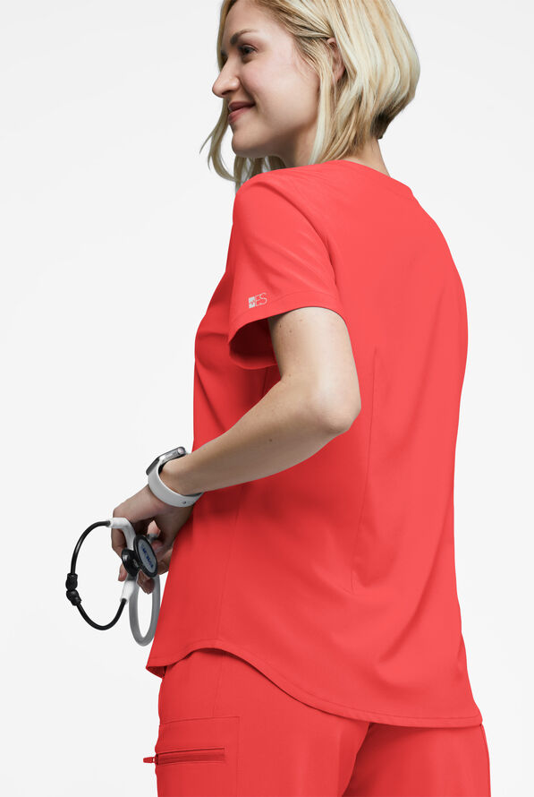 Blusa m&eacute;dica Easy STRETCH GiGi con detalle de lazos para mujer - Radiant Red - 4