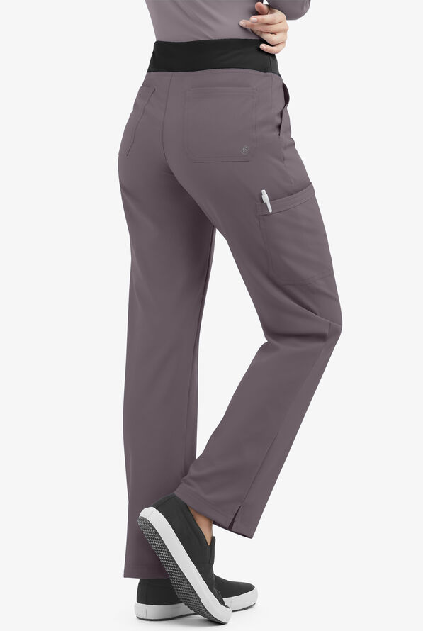 Pantalón médico Easy STRETCH tall Sienna estilo yoga con 5 bolsillos para mujer - Grey Stone/Black - 2