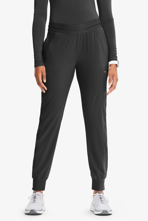Pantalón médico Infinity GNR8 STRETCH estilo cargo jogger con cordón y 4 bolsillos para mujer - Black/Vivid Orange - 1