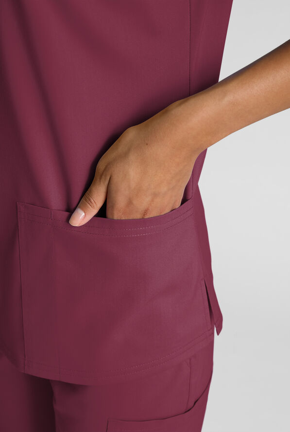 Butter-Soft STRETCH FLXTEK+ Women's 4-Pocket V-Neck Scrub Top - Wine - 6