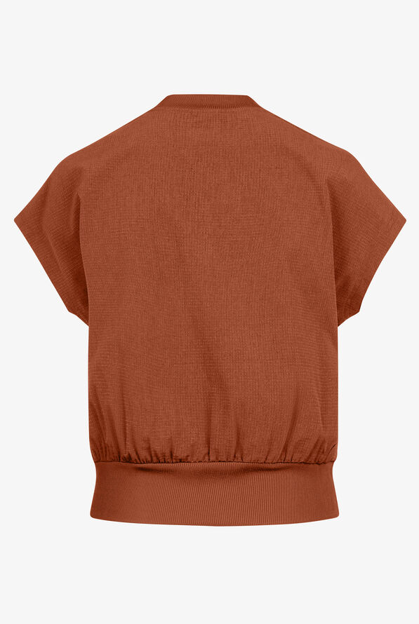 koi Solis Trinity Women's 1-Pocket STRETCH Banded Bottom Split V-Neck Scrub Top - Dark Copper - 2