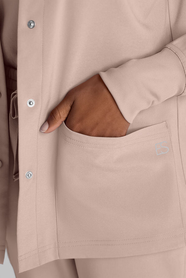 Chaqueta m&eacute;dica Easy STRETCH con botones a presi&oacute;n y 3 bolsillos para mujer - Mocha Meringue - 4