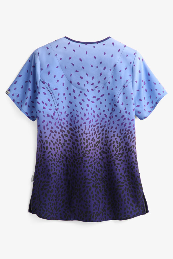 Zavate Ava Therese Grape Sensation Ava Women's 2-Pocket V-Neck Print Scrub Top - null - 2