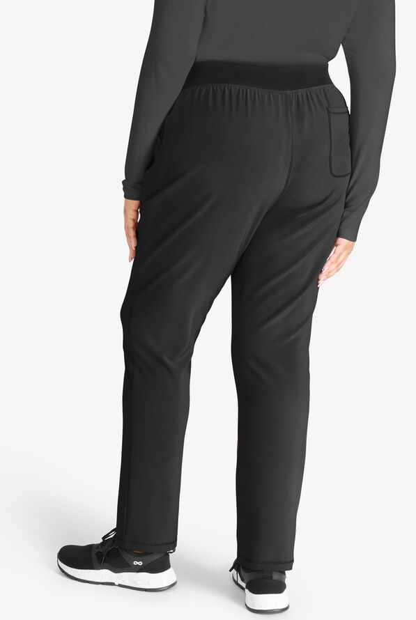 Cherokee Collection Women's 4-Pocket STRETCH Flat Front Rib-Knit Back Waist Cargo Scrub Pants - Black - 3