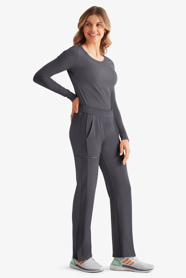 360 by Healing Hands Nova Women's 5-Pocket STRETCH Snap Bottom Scrub Pants - Pewter - 2