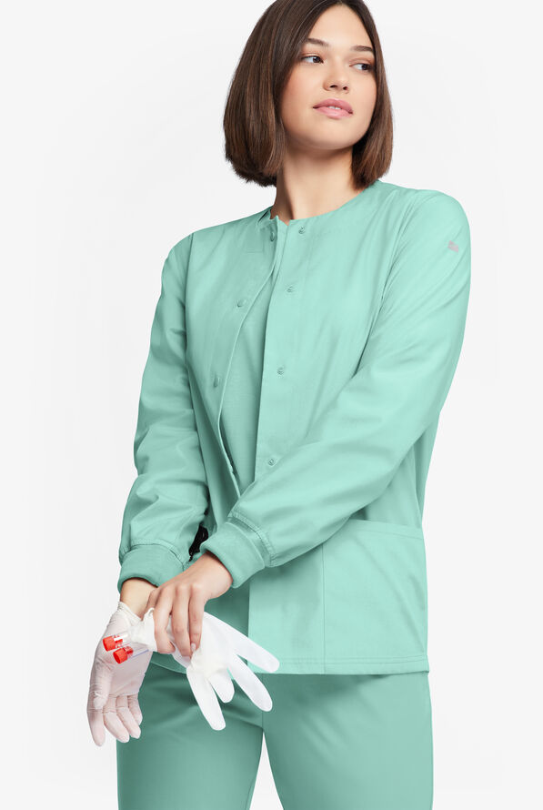 Butter-Soft Originals Women's 3-Pocket Warm-up Scrub Jacket - Water Mint - 2