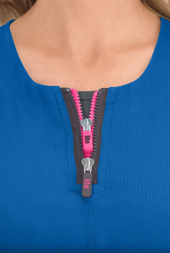 koi Lite™ Serenity Women's 4-Pocket Double Zipper Scrub Top - Royal - 3