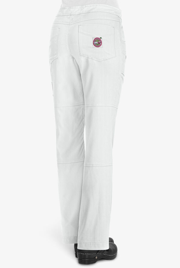 koi Lite™ Peace Women's 6-Pocket Drawstring Scrub Pants - White - 3