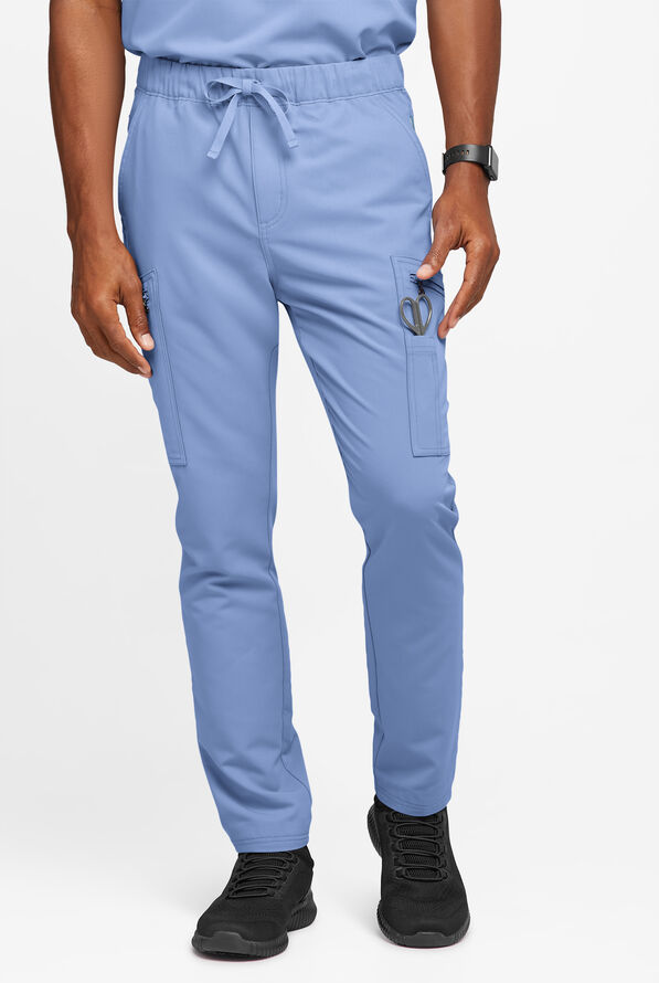 Movement by Butter-Soft Epsilon Men’s Slim 8-Pocket Stretch Cargo Scrub Pants - Ceil Blue - 1