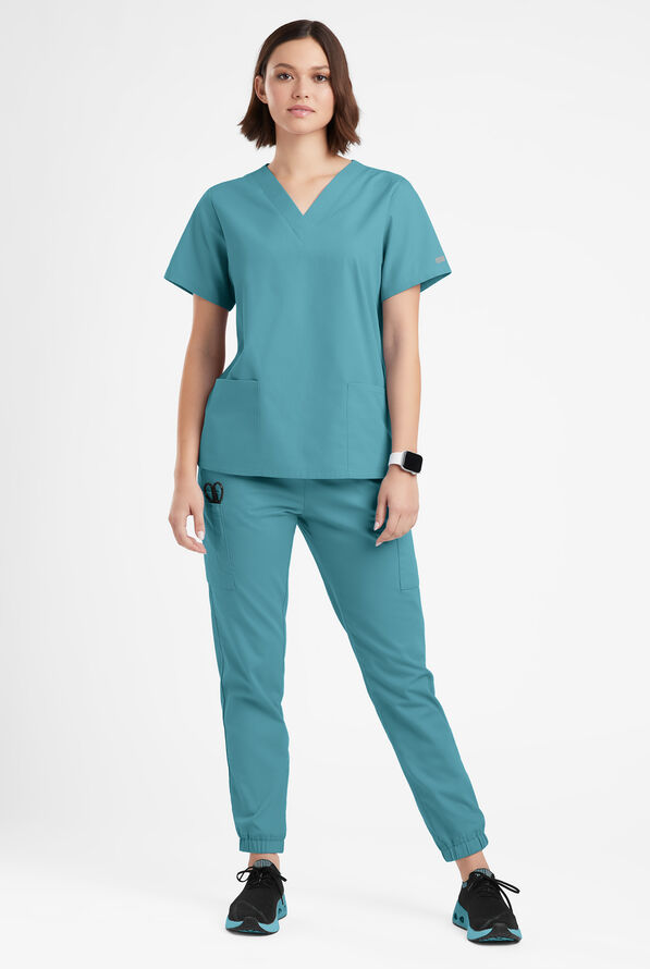 Butter-Soft Originals Women's 2-Pocket V-Neck Scrub Top - Delphinium Blue - 2