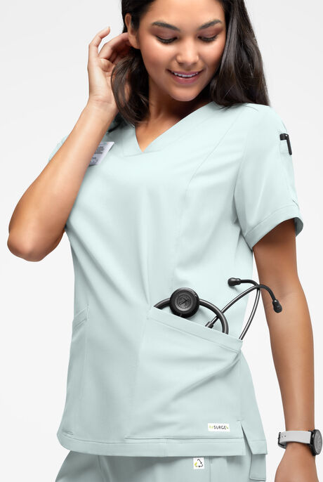 Blusa médica ReSurge Ruby con cuello en V y 5 bolsillos para mujer