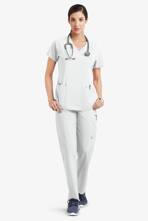 Easy STRETCH Cara Women's 4-Pocket Raglan Scrub Top - White - 2