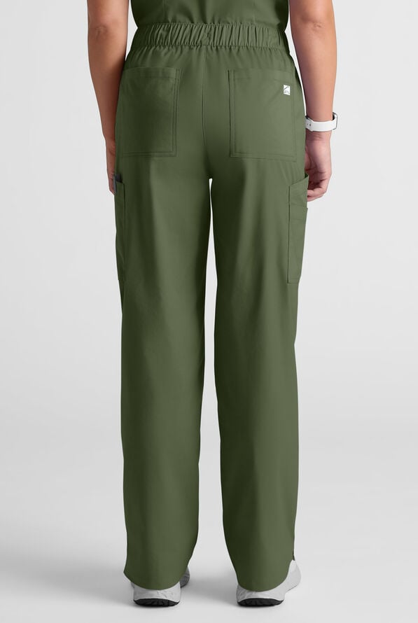 Butter-Soft STRETCH Women's 8-Pocket Cargo Button Front Pant With Fly Scrub Pants - Light Olive - 4
