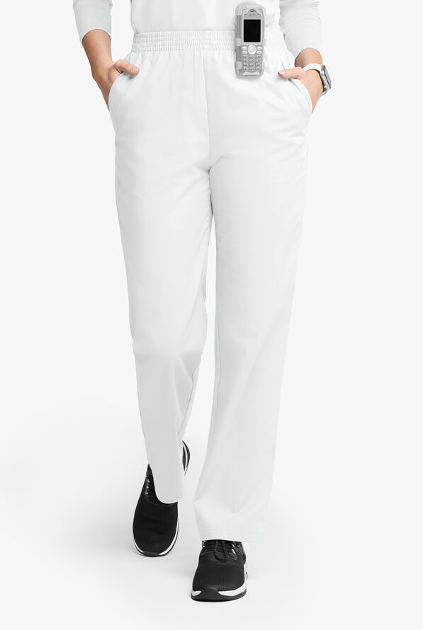 Butter-Soft Originals Women's 2-Pocket High Waisted Straight Leg Scrub Pants - White - 1