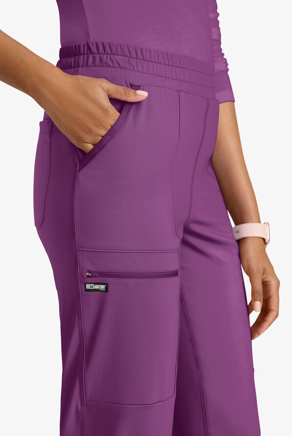Grey's Anatomy by Barco Knit STRETCH Momentum Women's 6-Pocket Cargo Scrub Pants - Imperial Violet - 2