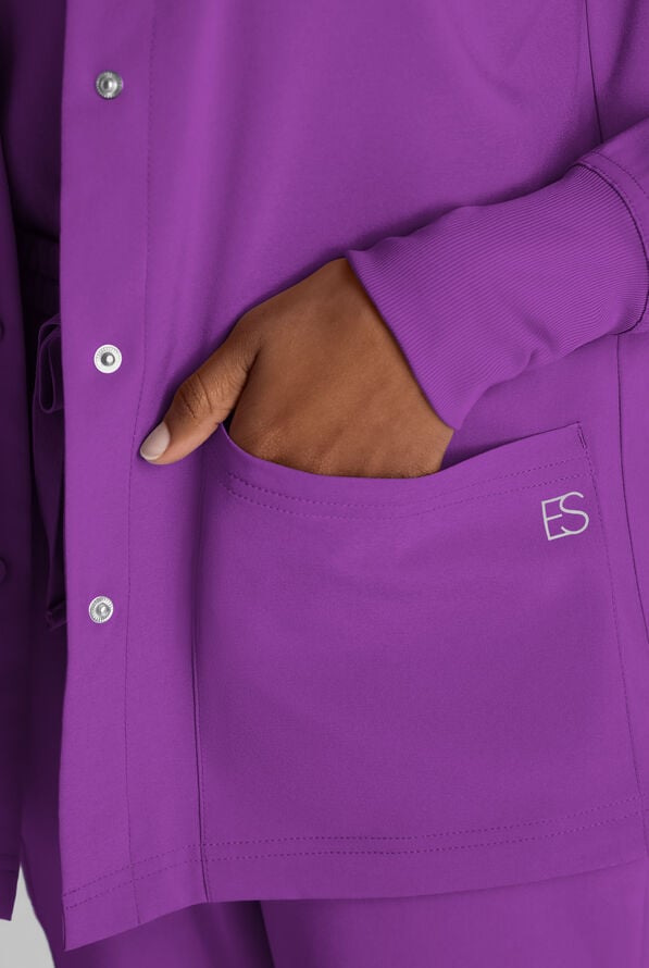 Easy STRETCH Rachel Women's 3-Pocket Snap Front Scrub Jacket - Fresh Purple - 4